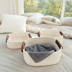 Cesto Funcional Organizador de Juta Natural com Alças de Couro Sintético