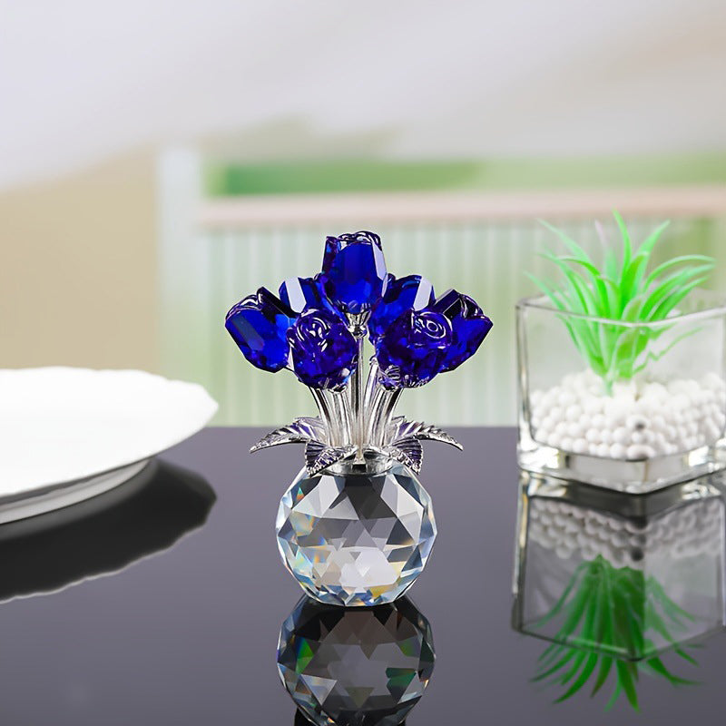 RosaEterna - Rosa de Cristal Decorativa em Vaso